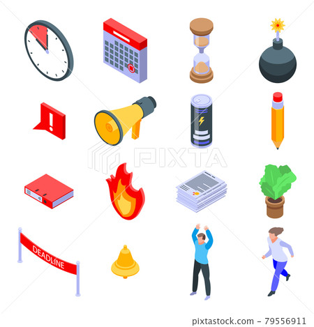 Deadline icons set, isometric style 79556911
