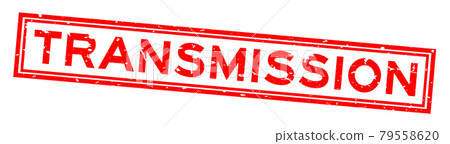 Grunge red transmission word square rubber seal stamp on white background 79558620