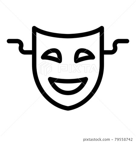 Smiling theatre mask icon, outline style Smiling theatre mask icon, outline style 79558742