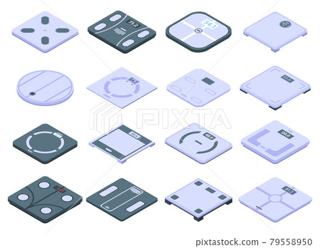Smart scales icons set, isometric style 79558950