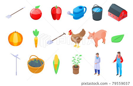 Agronomist icons set, isometric style Agronomist icons set, isometric style 79559037