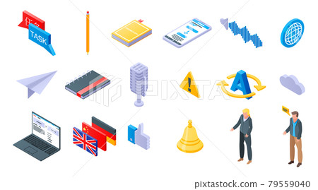 Translator icons set, isometric style Translator icons set, isometric style 79559040