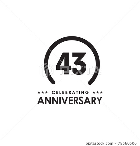 43th year anniversary logo design template 79560506