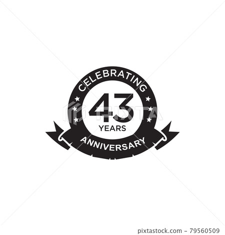 43th year anniversary logo design template 79560509