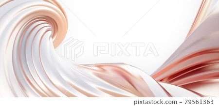 鮮豔細緻的全景景觀圖：抽象玫瑰金曲線背景（3D CG 渲染數位插圖） 79561363