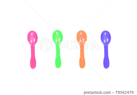 plastic ice cream spoons color on a white background. plastic ice cream spoons color on a white background. 79562470