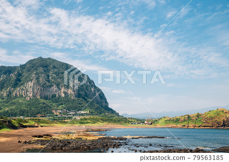 Sanbangsan Mountain and Yongmeori Beach, Jeju Olle Trail in Jeju Island, Korea Sanbangsan Mountain and Yongmeori Beach, Jeju Olle Trail in Jeju Island, Korea 79563185