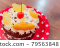 Image of decoration cake on a colorful plate 79563848