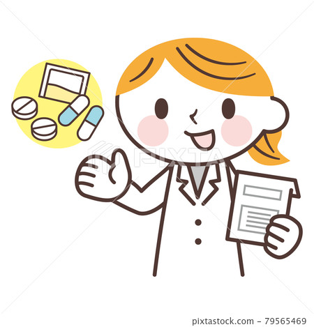 Cute female pharmacist character - Stock Illustration [79565469] - PIXTA