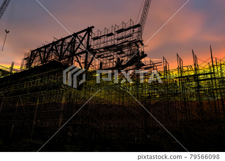 Silhouette building construction bar at the construction site and industrial concept 79566098
