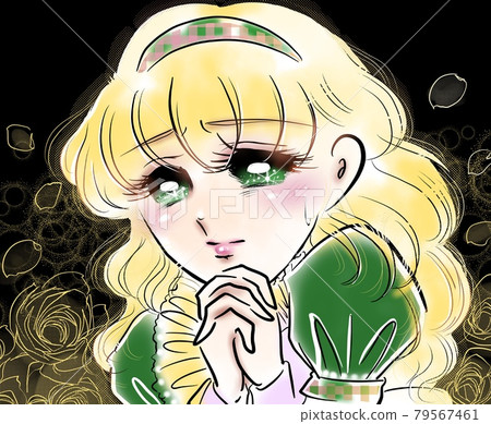70's Shojo Manga Blonde Perm Lady Pounding Praying Pose 70's Shojo Manga Blonde Perm Lady Pounding Praying Pose 79567461