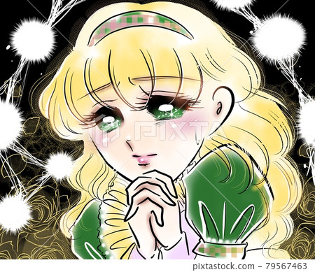 70's Shojo Manga Blonde Perm Lady Pounding Praying Pose 70's Shojo Manga Blonde Perm Lady Pounding Praying Pose 79567463