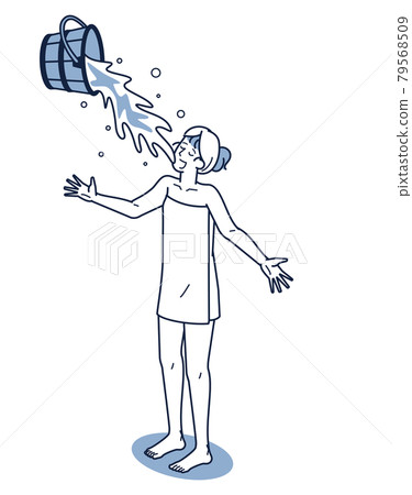 Isometric of a woman wrapped in a towel that bathes her whole body Isometric of a woman wrapped in a towel that bathes her whole body 79568509