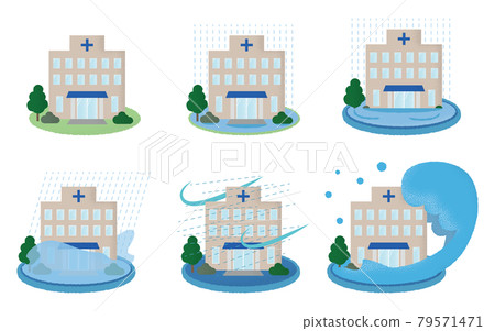 Vector illustration set for hospitals suffering from floods Vector illustration set for hospitals suffering from floods 79571471
