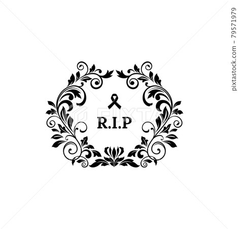 Rest in peace floral funeral with rip isolated 79571979