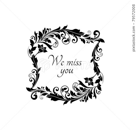 Funeral and obituary card condolences floral frame 79572008