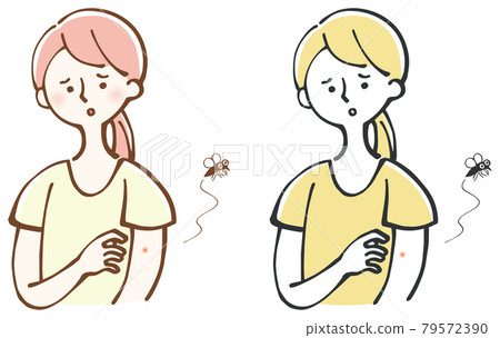 昆蟲叮咬蚊子女性插畫 昆蟲叮咬蚊子女性插畫 79572390