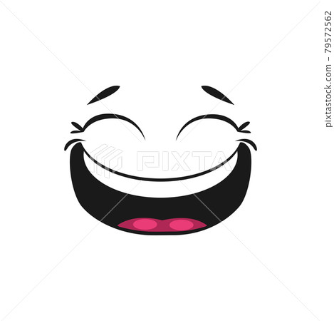 Emoticon with mouth open of laugh and blinked eyes 79572562