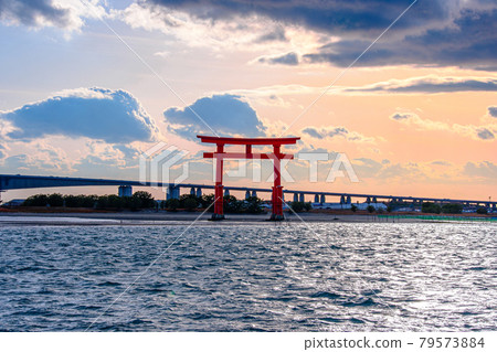 Lake Hamana with the red torii gate Lake Hamana with the red torii gate 79573884
