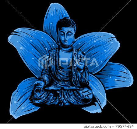 Buddha sitting on a lotus background vector illustartion 79574454