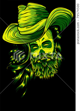 Bearded cowboy in a hat. Cool American man - Stock Illustration ...