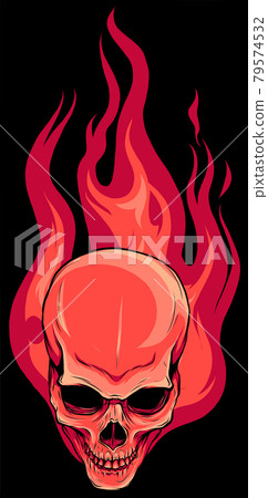 Skull on Fire with Flames Vector Illustration Skull on Fire with Flames Vector Illustration 79574532