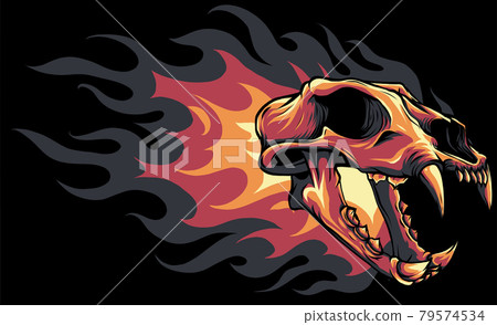 Vector illustration of tiger skull with flames Vector illustration of tiger skull with flames 79574534