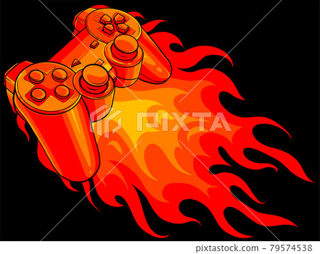 game pad with a fire for gaming vector game pad with a fire for gaming vector 79574538