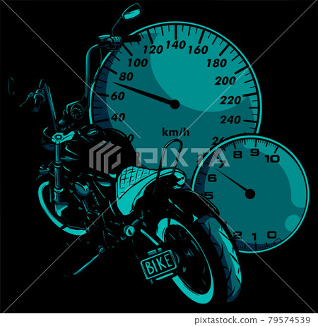 custom Motorcycle with speedometer vector illustration design 79574539