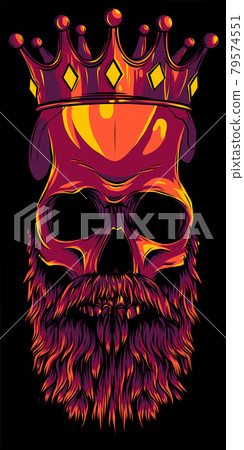 vector illustration of king skull with beard 79574551