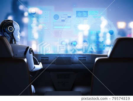 Autonomous car with cyborg driver 79574819
