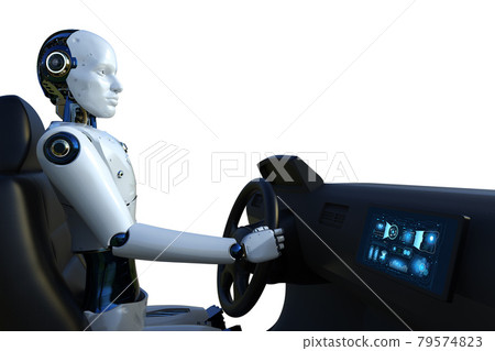 Autonomous car with cyborg driver 79574823