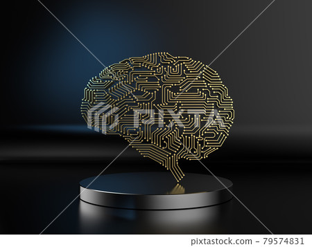 golden artificial intelligence brain or circuit brain golden artificial intelligence brain or circuit brain 79574831