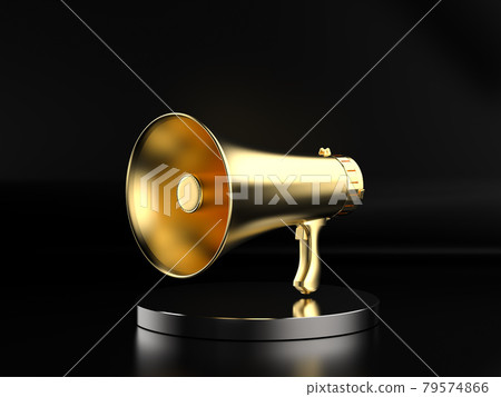 golden megaphone on stage golden megaphone on stage 79574866