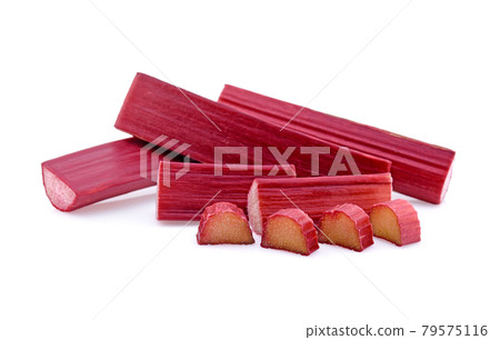 Rhubarb stalks on a white background Rhubarb stalks on a white background 79575116