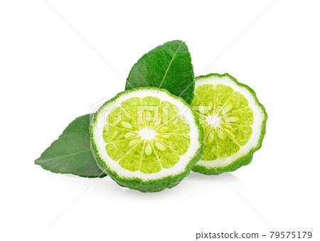bergamot fruit with leaf isolated on white background 79575179