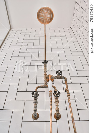 Luxury interior design of a bathroom with marble walls Luxury interior design of a bathroom with marble walls 79575489