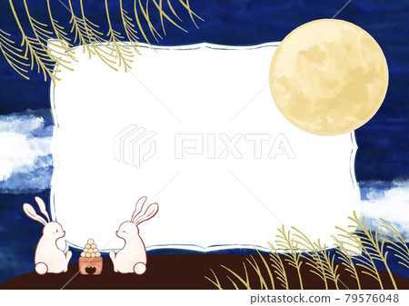 Handwritten moon viewing illustration frame watercolor 15 nights full moon rabbit dumpling background material Handwritten moon viewing illustration frame watercolor 15 nights full moon rabbit dumpling background material 79576048