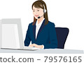 Corresponding woman wearing a headset 79576165