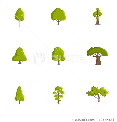 Lumber icons set, cartoon style Lumber icons set, cartoon style 79576381