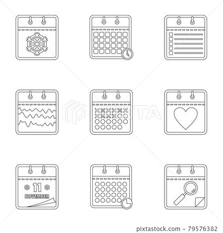 Journal icons set, outline style Journal icons set, outline style 79576382