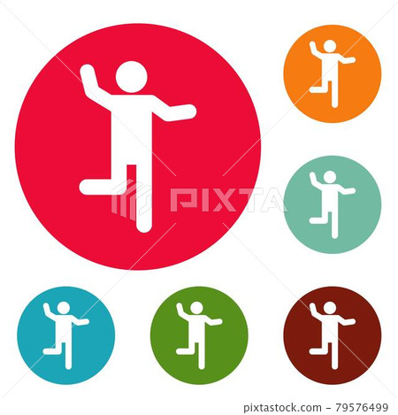 Stick figure stickman icons circle set vector 79576499