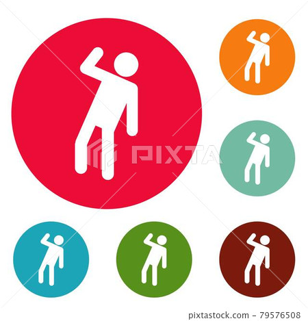 Stick figure stickman icons circle set vector 79576508