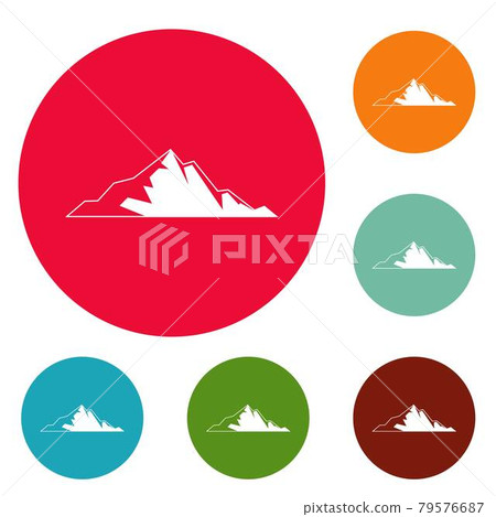 Nice mountain icons circle set vector - Stock Illustration [79576687 ...