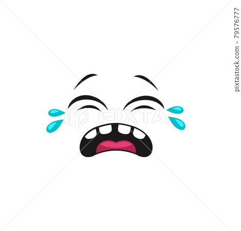 Offended crying emoticon, tears on eyes isolated 79576777
