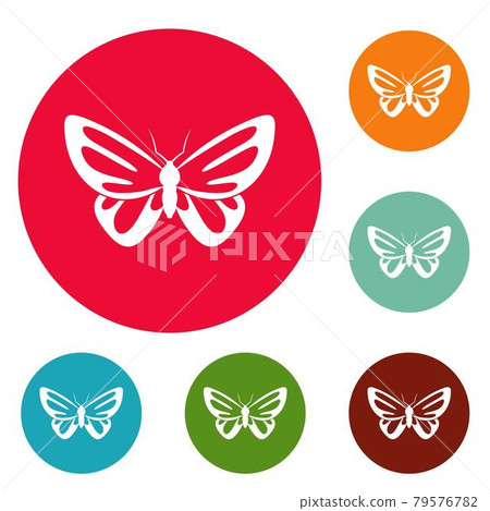 Exotic butterfly icons circle set vector 79576782