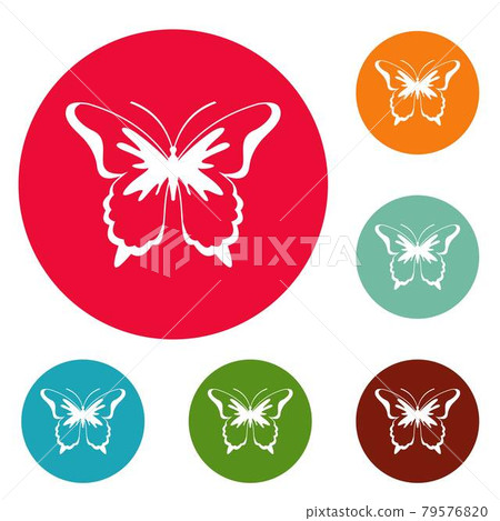 Insect butterfly icons circle set vector 79576820