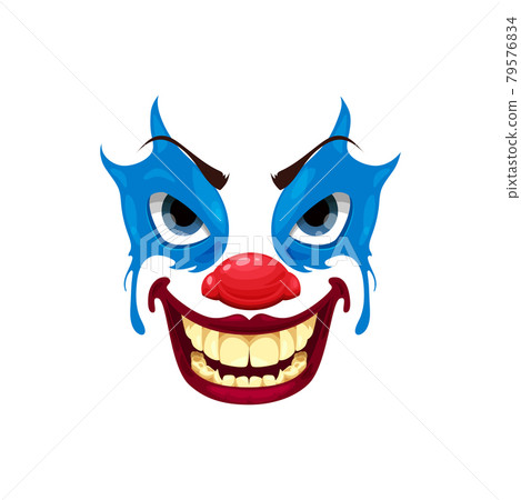 Scary clown face vector icon, Halloween funster Scary clown face vector icon, Halloween funster 79576834