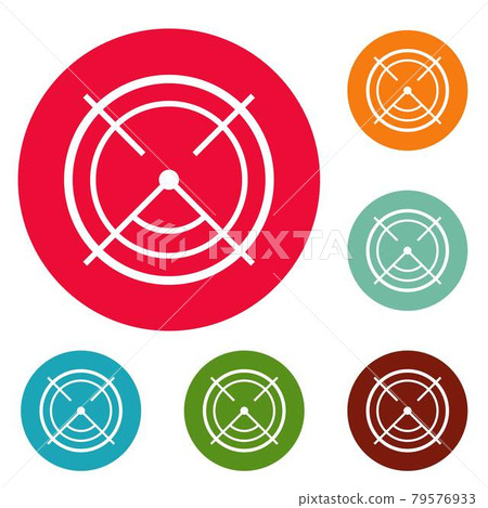 Aim radar icons circle set vector 79576933