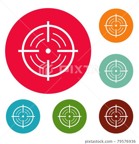 Rear sight icons circle set vector 79576936